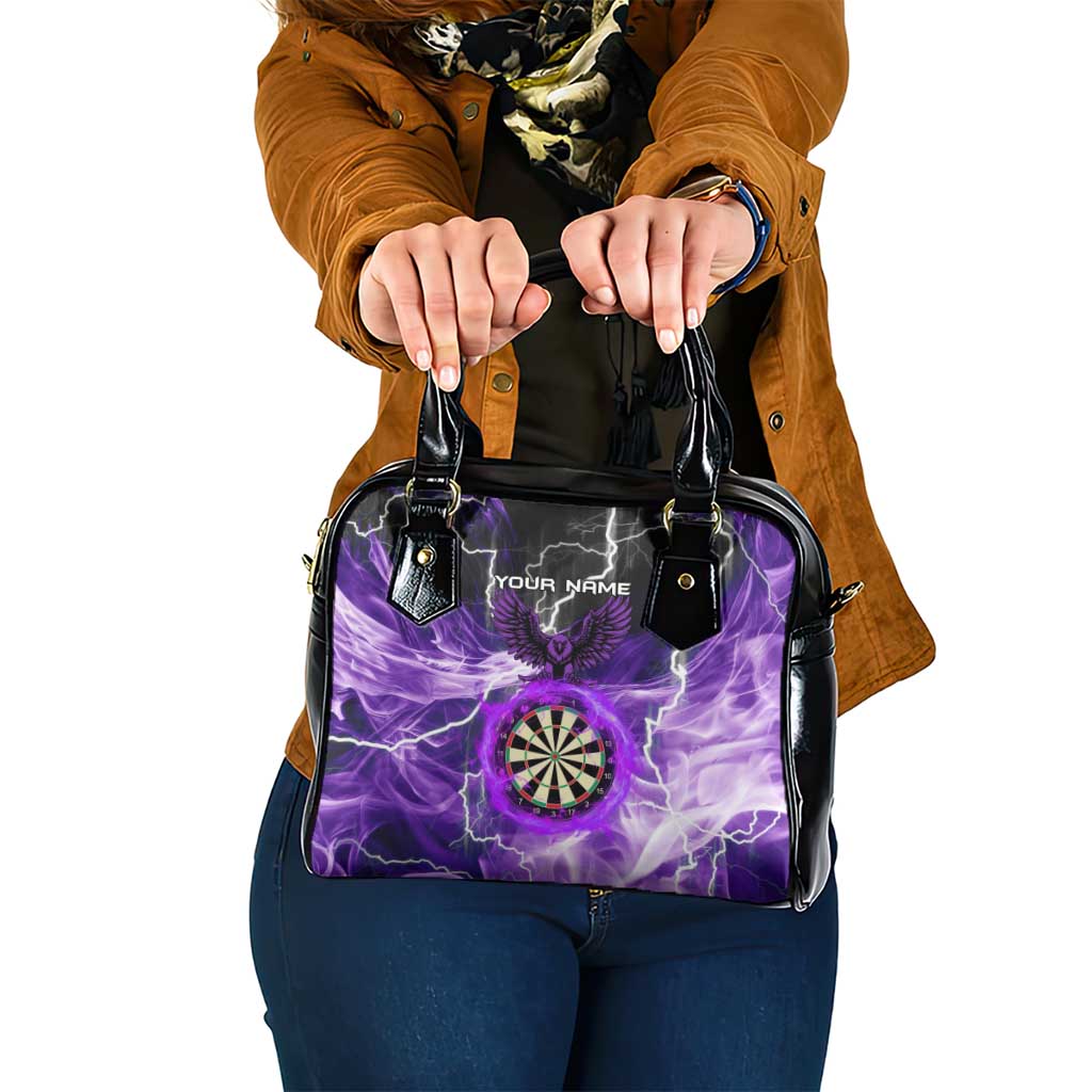 Personalized Purple Lightning Darts Board Shoulder Handbag with Owl Graphic TS04