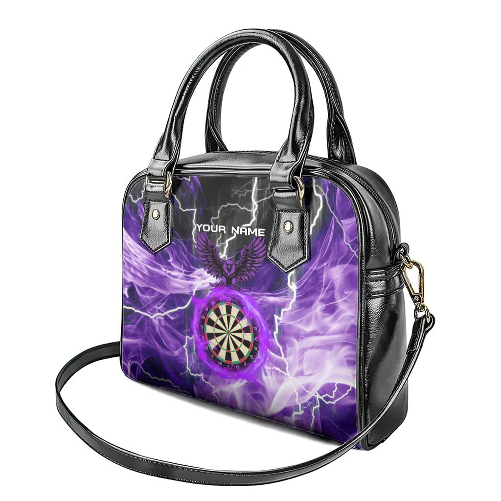 Personalized Purple Lightning Darts Board Shoulder Handbag with Owl Graphic TS04