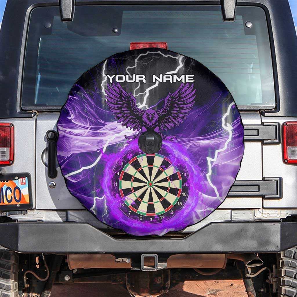 Personalized Purple Lightning Darts Board Spare Tire Cover with Owl Graphic TS04