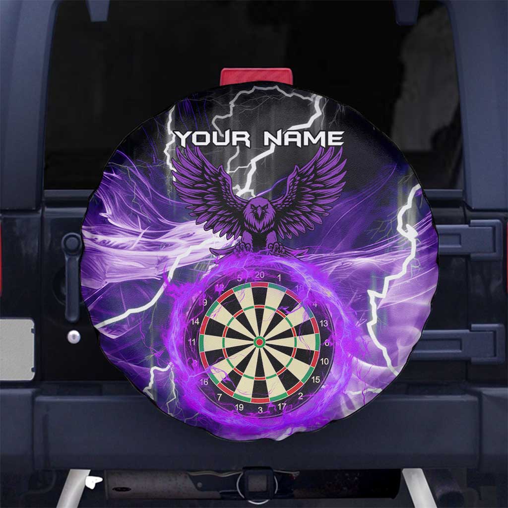 Personalized Purple Lightning Darts Board Spare Tire Cover with Owl Graphic TS04
