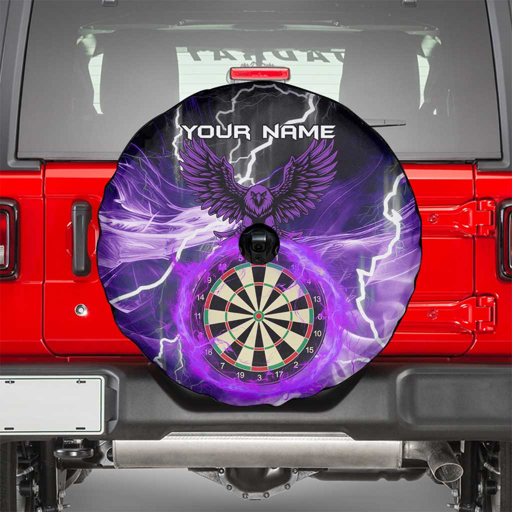 Personalized Purple Lightning Darts Board Spare Tire Cover with Owl Graphic TS04