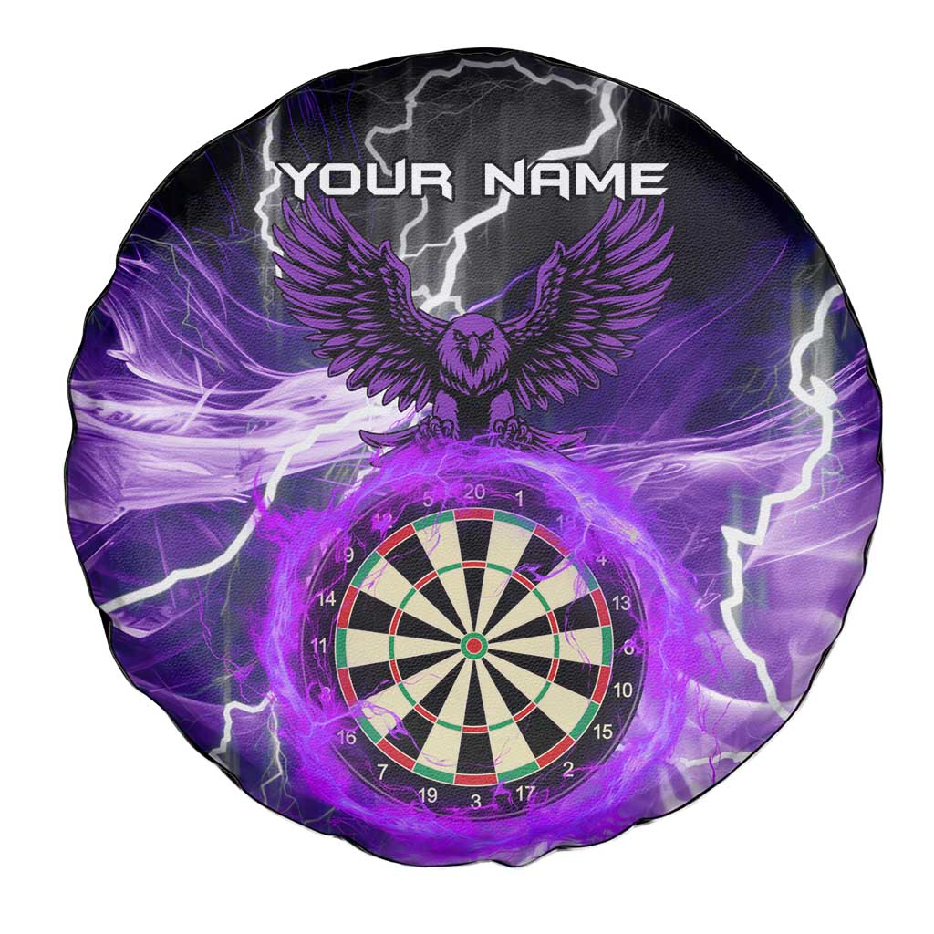 Personalized Purple Lightning Darts Board Spare Tire Cover with Owl Graphic TS04