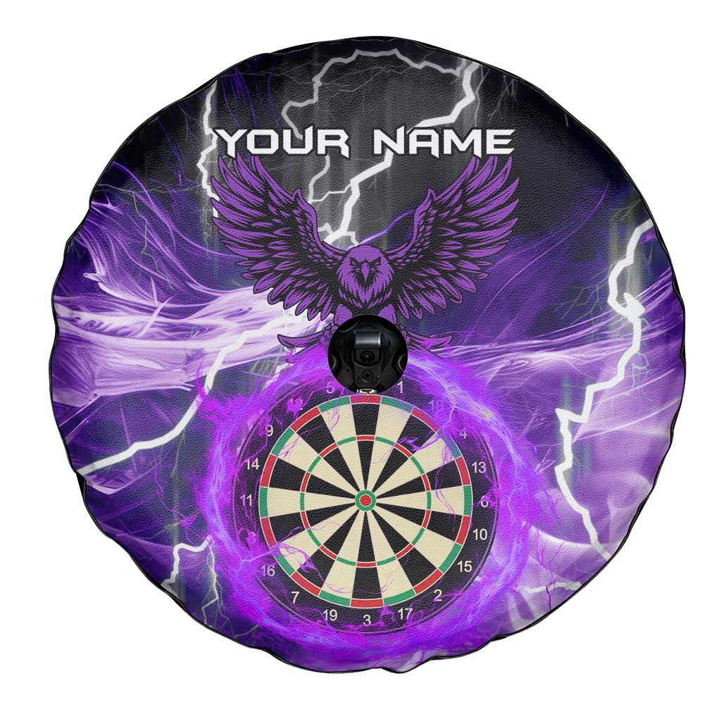Personalized Purple Lightning Darts Board Spare Tire Cover with Owl Graphic TS04