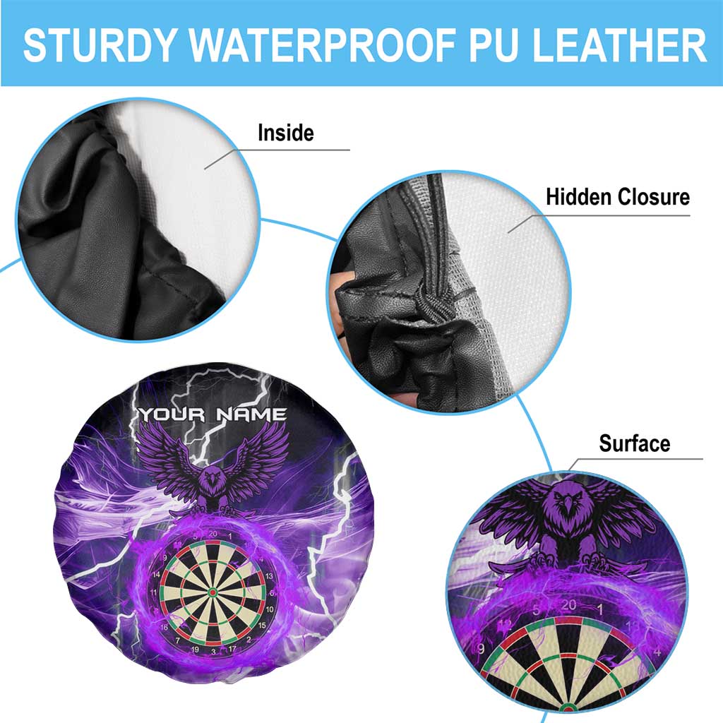 Personalized Purple Lightning Darts Board Spare Tire Cover with Owl Graphic TS04