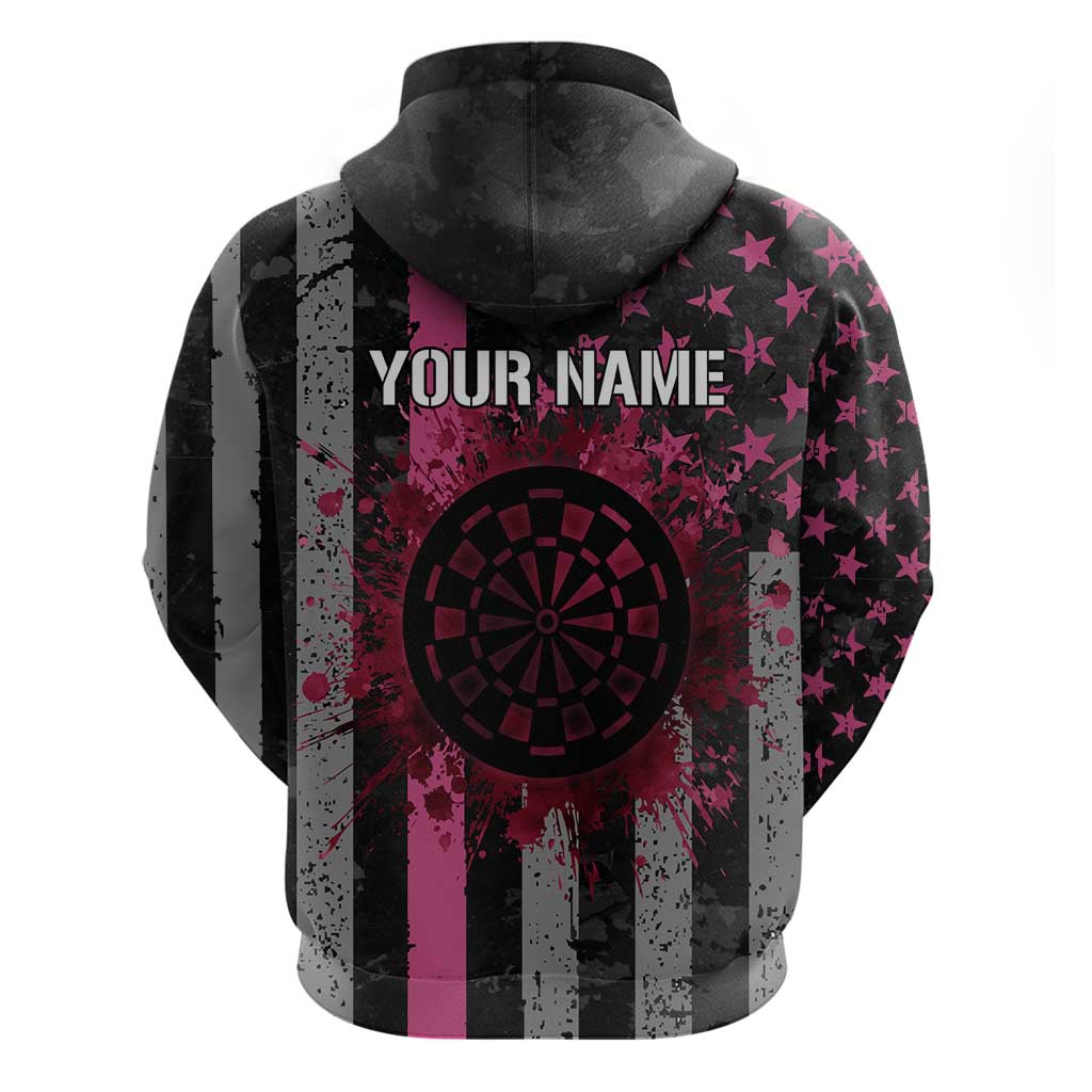 Personalized Pink Ribbon and American Flag Darts Hoodie TS04