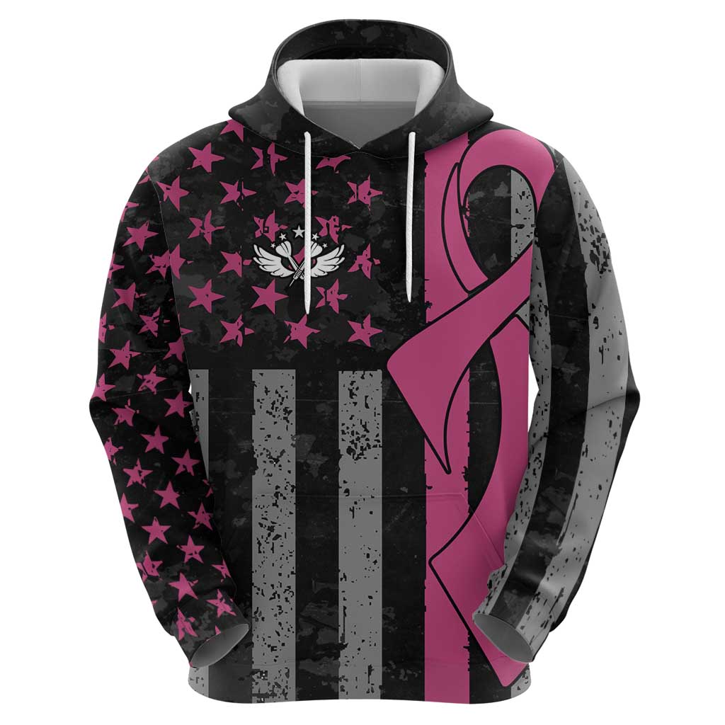 Personalized Pink Ribbon and American Flag Darts Hoodie TS04