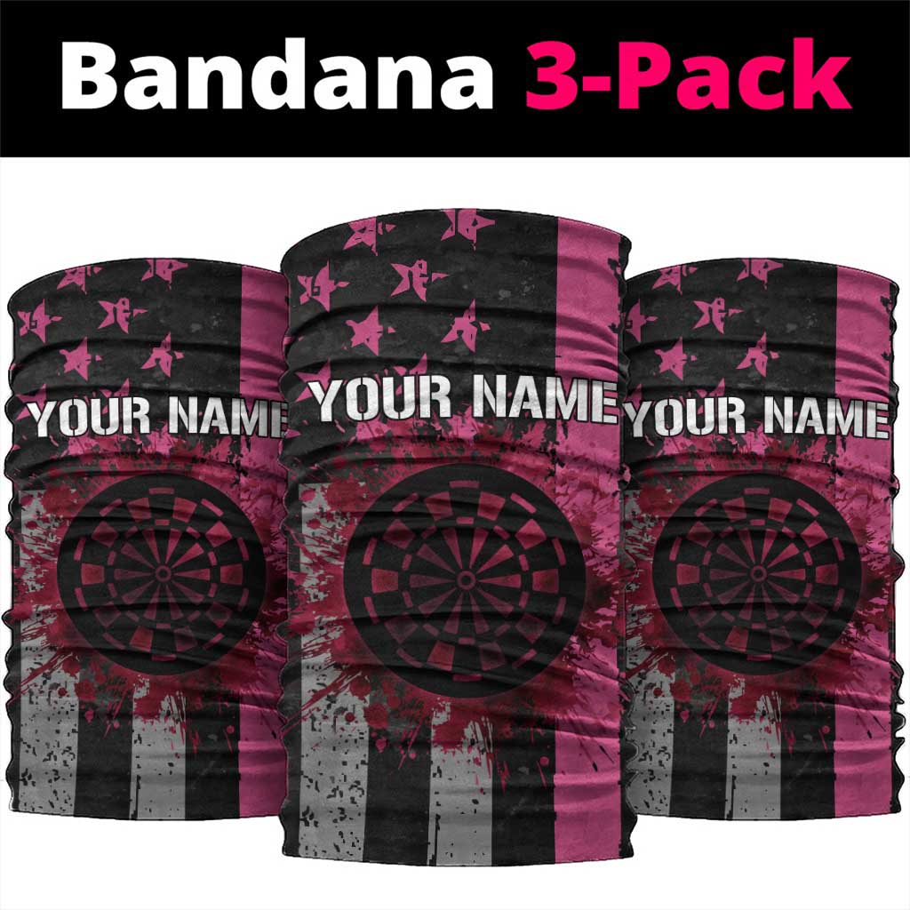 Personalized Pink Ribbon Neck Gaiter with American Flag Darts TS04