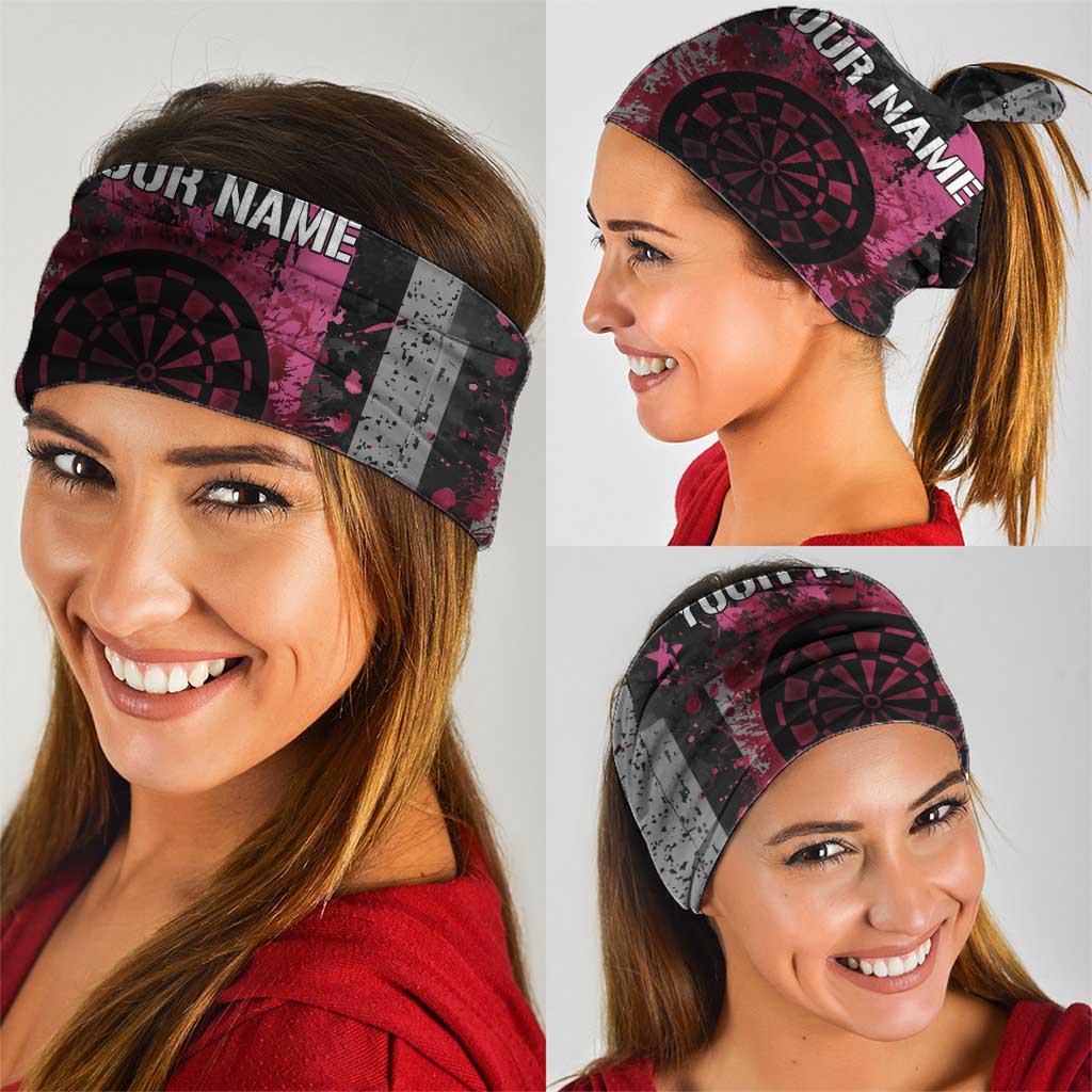 Personalized Pink Ribbon Neck Gaiter with American Flag Darts TS04