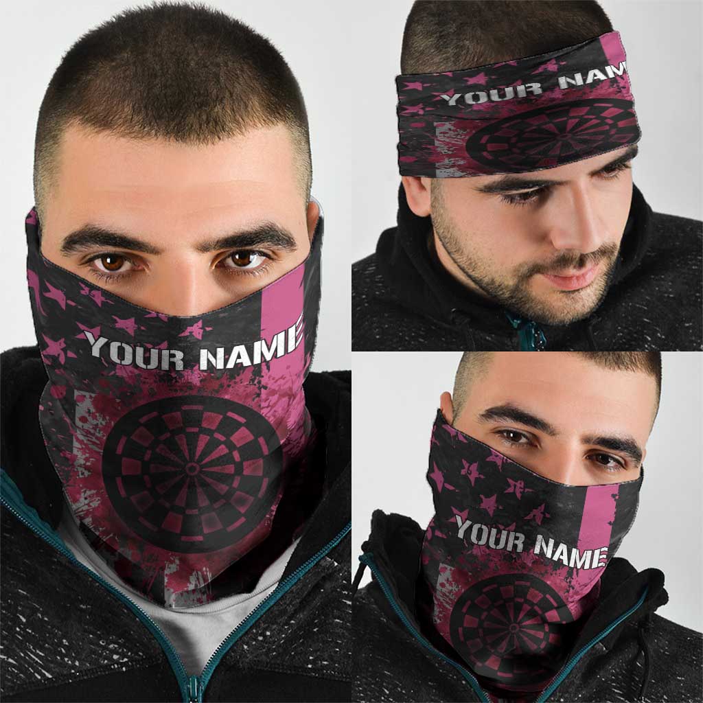Personalized Pink Ribbon Neck Gaiter with American Flag Darts TS04