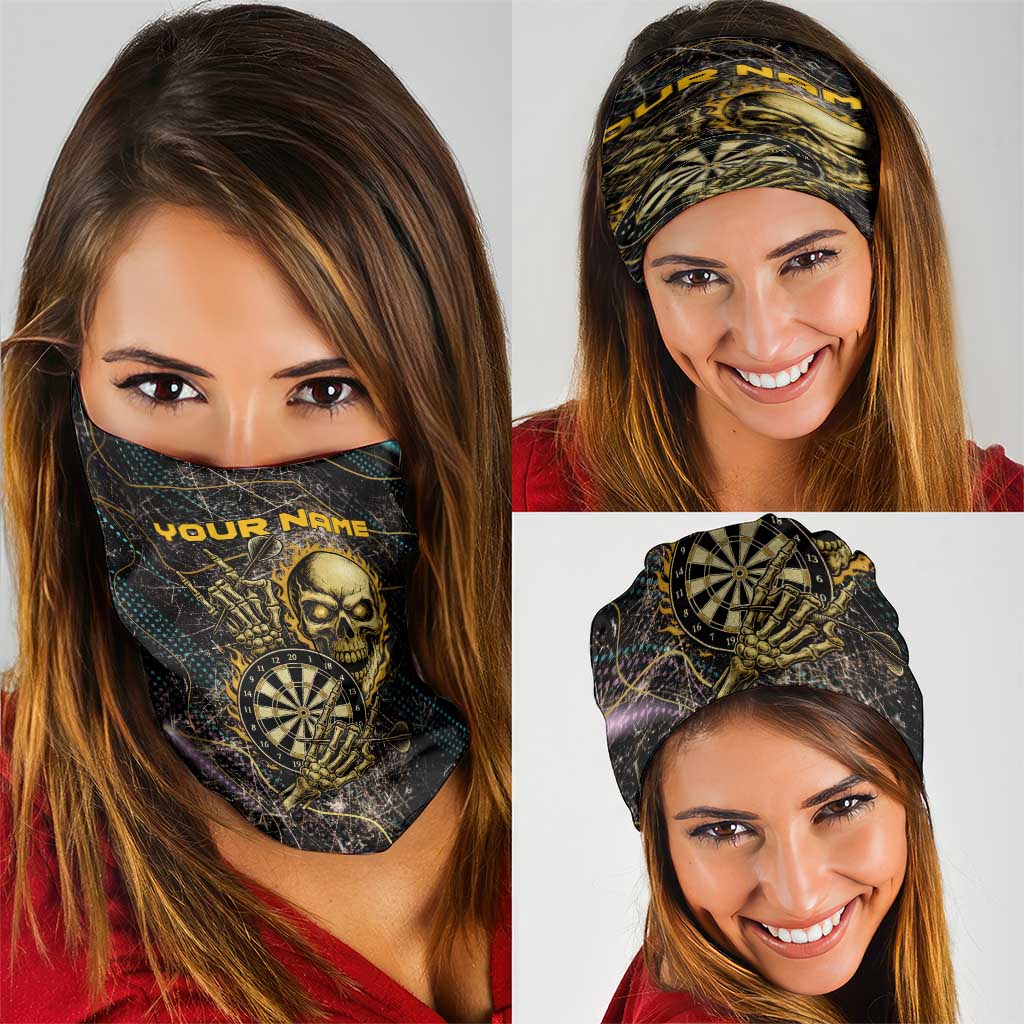 Personalized Skull and Darts Graphic Neck Gaiter with Neon Design TS04