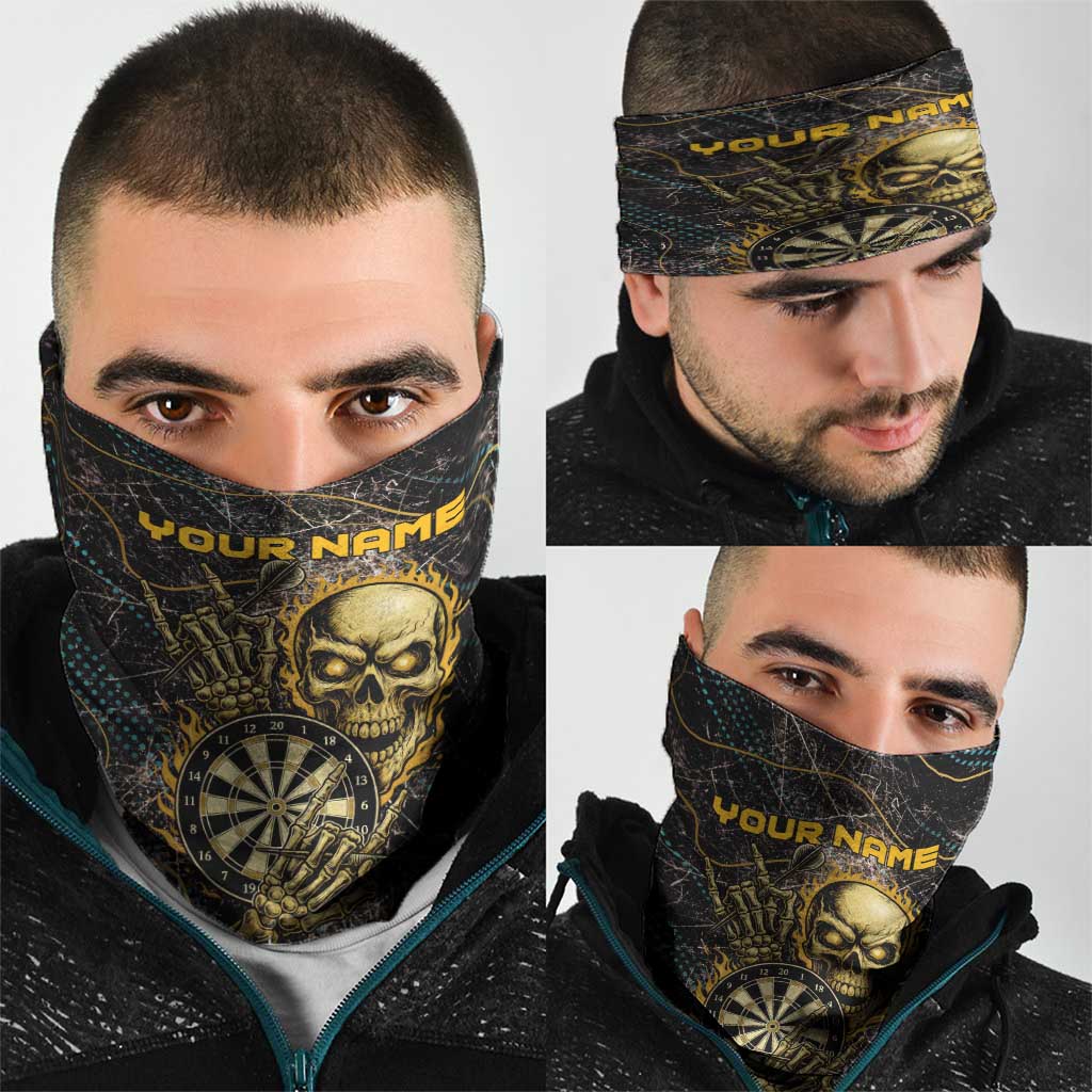 Personalized Skull and Darts Graphic Neck Gaiter with Neon Design TS04