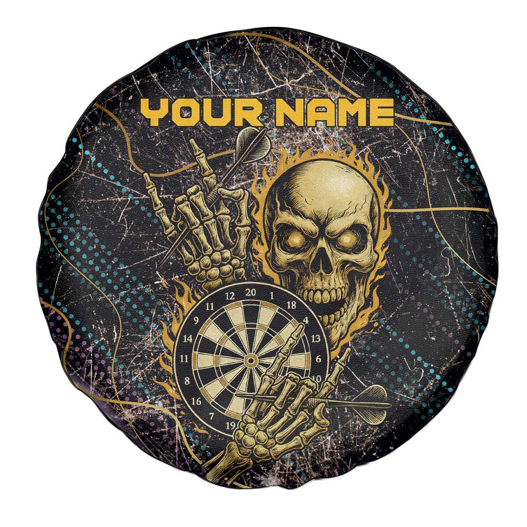 Personalized Skull and Darts Graphic Spare Tire Cover with Neon Design TS04