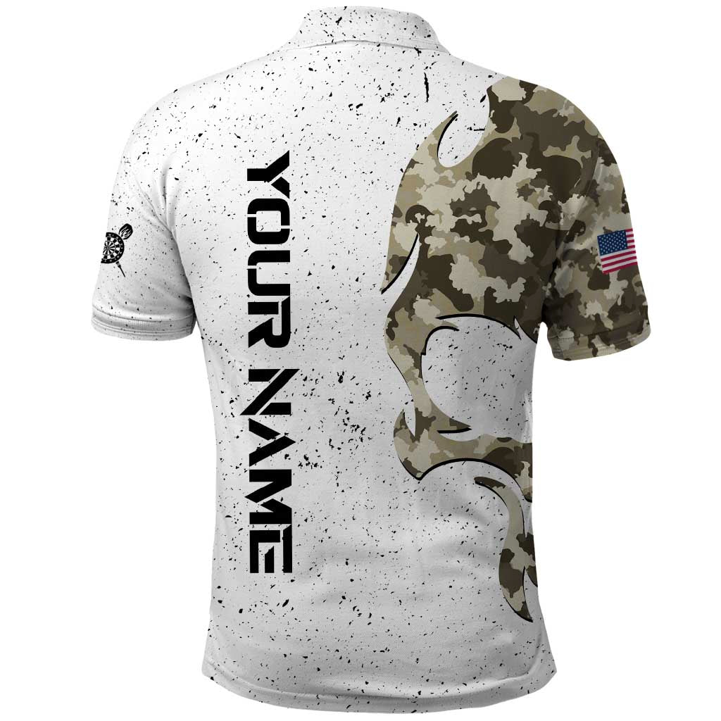 Personalized Camouflage Skull and American Flag Darts Polo Shirt TS04