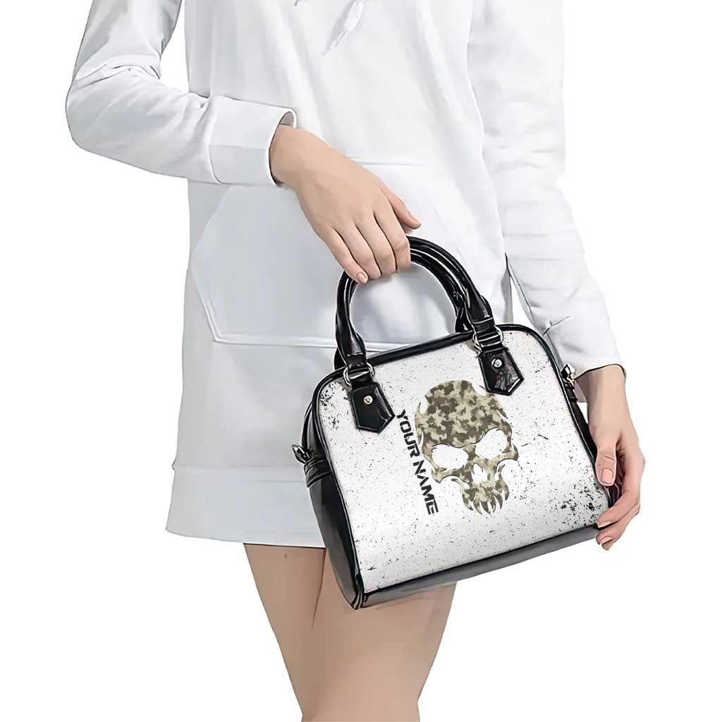 Personalized Camouflage Skull and American Flag Darts Shoulder Handbag TS04