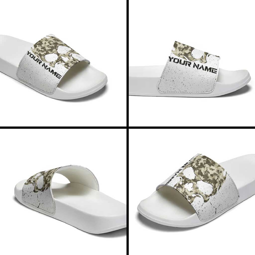Personalized Camouflage Skull and American Flag Darts Slide Sandals TS04