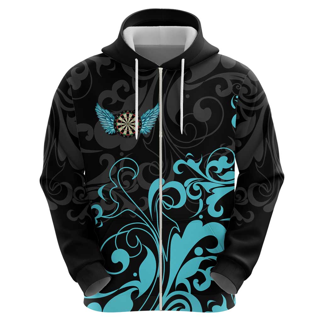 Personalized Elegant Wings and Dartboard Design Hoodie with Swirling Floral Patterns TS04