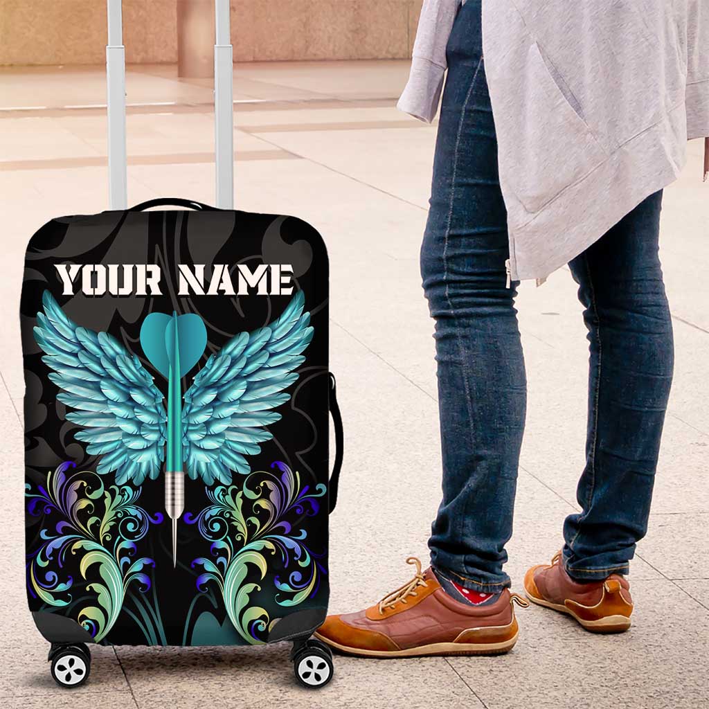 Personalized Elegant Wings and Dartboard Design Luggage Cover with Swirling Floral Patterns TS04