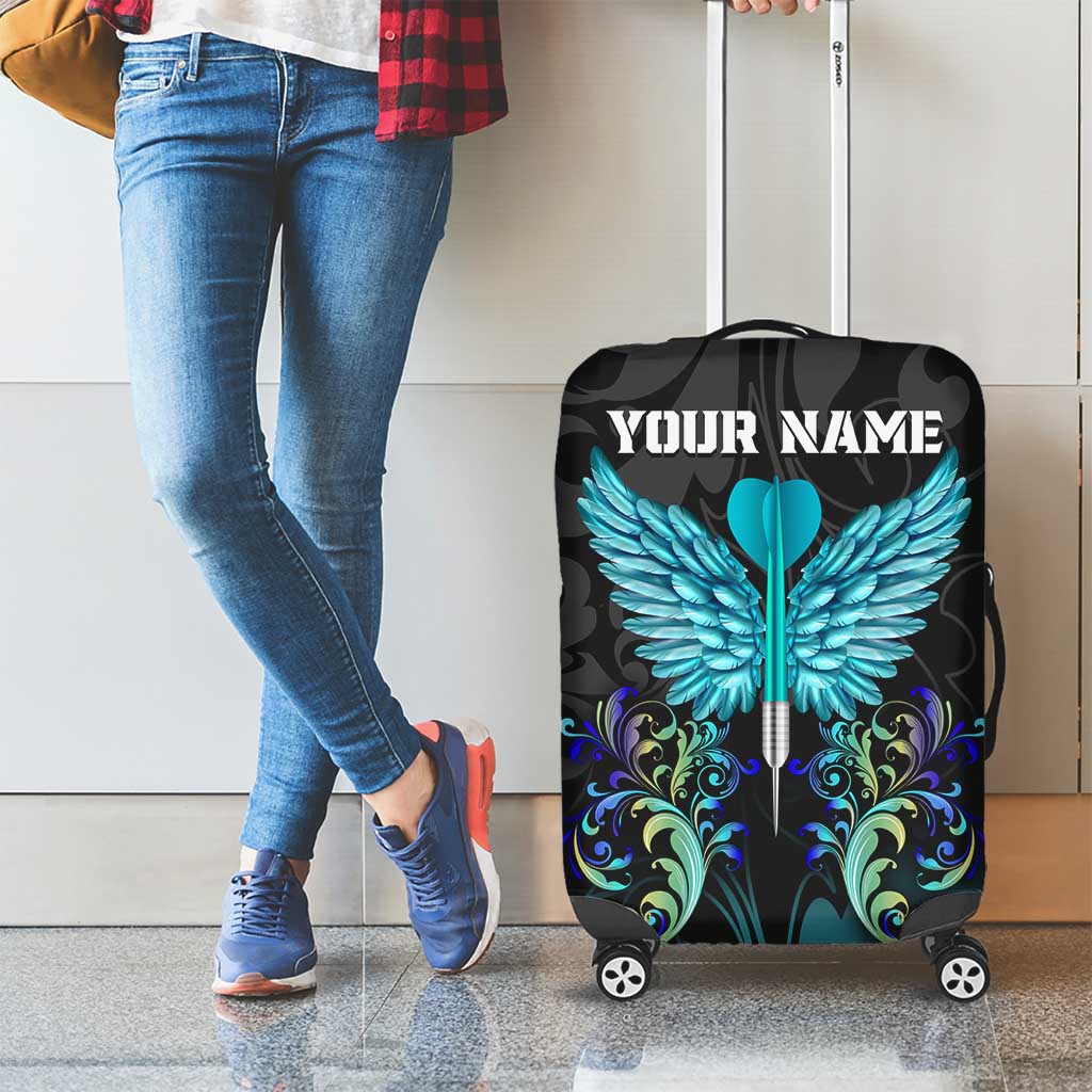 Personalized Elegant Wings and Dartboard Design Luggage Cover with Swirling Floral Patterns TS04