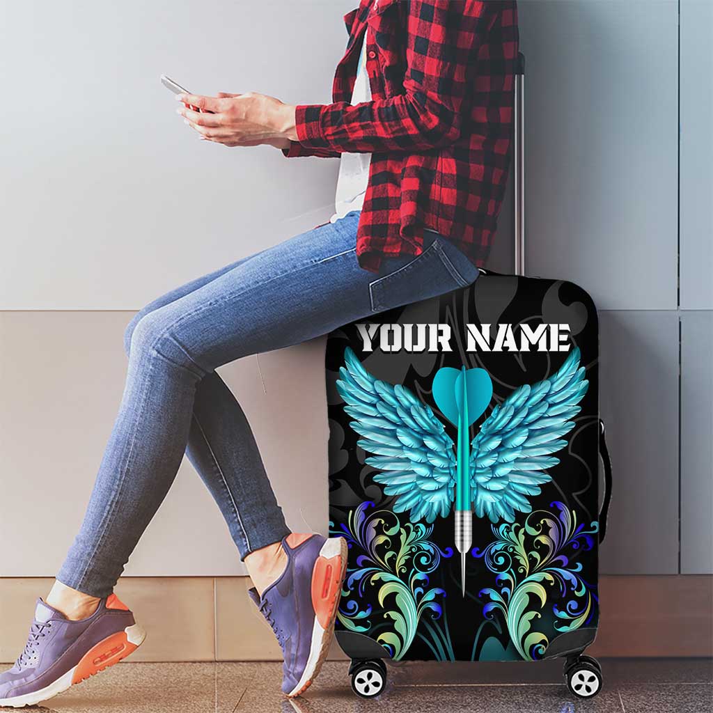 Personalized Elegant Wings and Dartboard Design Luggage Cover with Swirling Floral Patterns TS04