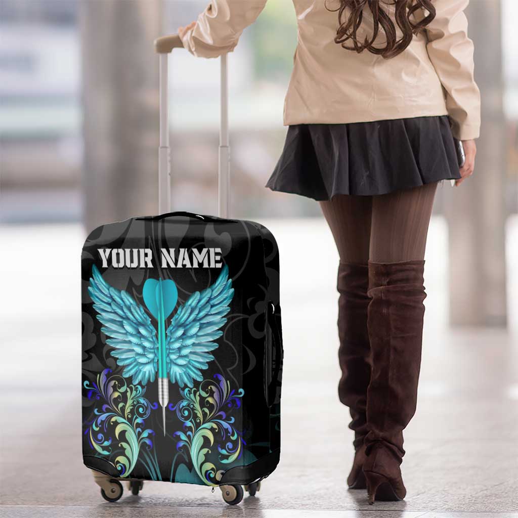 Personalized Elegant Wings and Dartboard Design Luggage Cover with Swirling Floral Patterns TS04