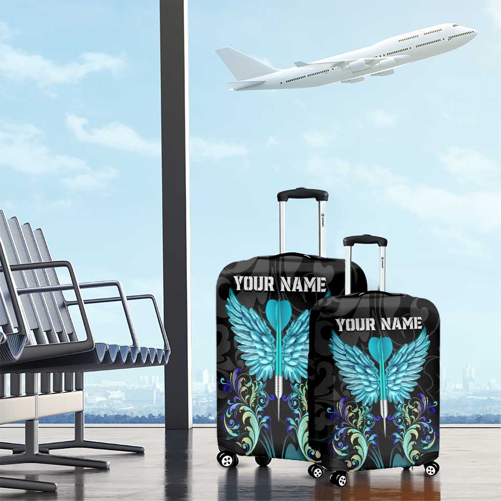 Personalized Elegant Wings and Dartboard Design Luggage Cover with Swirling Floral Patterns TS04