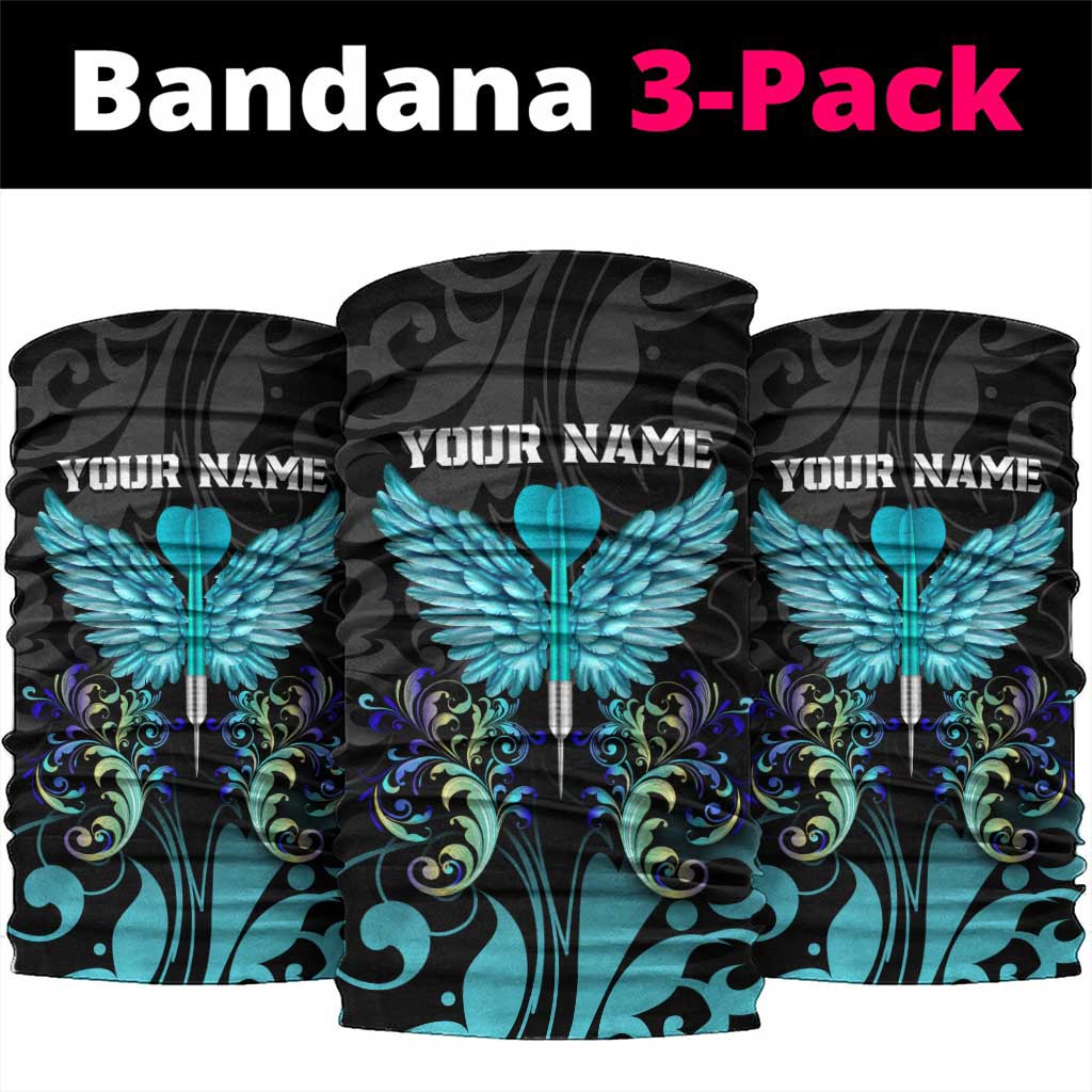 Personalized Elegant Wings and Dartboard Design Neck Gaiter with Swirling Floral Patterns TS04