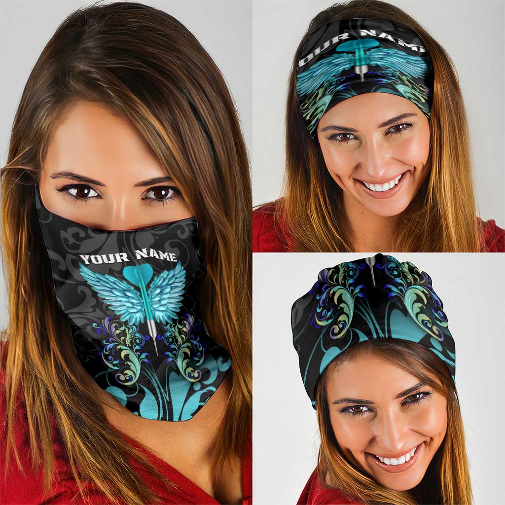 Personalized Elegant Wings and Dartboard Design Neck Gaiter with Swirling Floral Patterns TS04