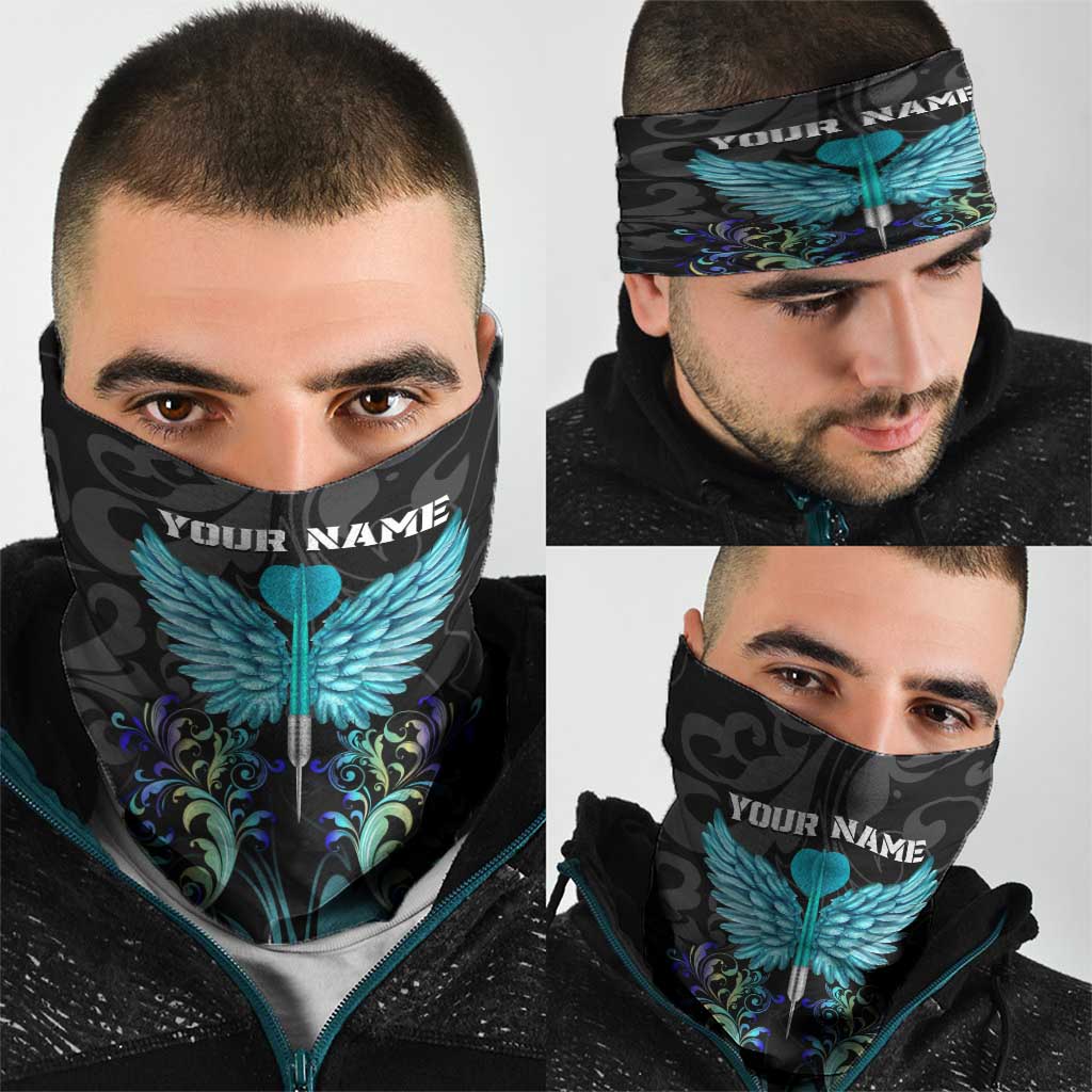 Personalized Elegant Wings and Dartboard Design Neck Gaiter with Swirling Floral Patterns TS04