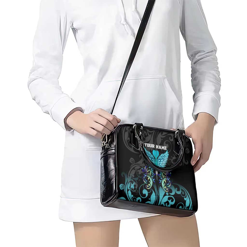 Personalized Elegant Wings and Dartboard Design Shoulder Handbag with Swirling Floral Patterns TS04
