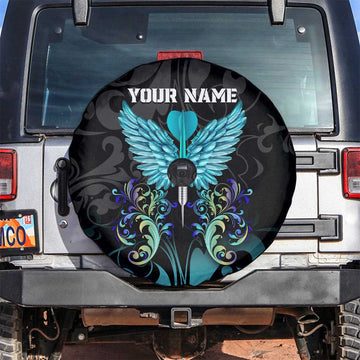 Personalized Elegant Wings and Dartboard Design Spare Tire Cover with Swirling Floral Patterns TS04