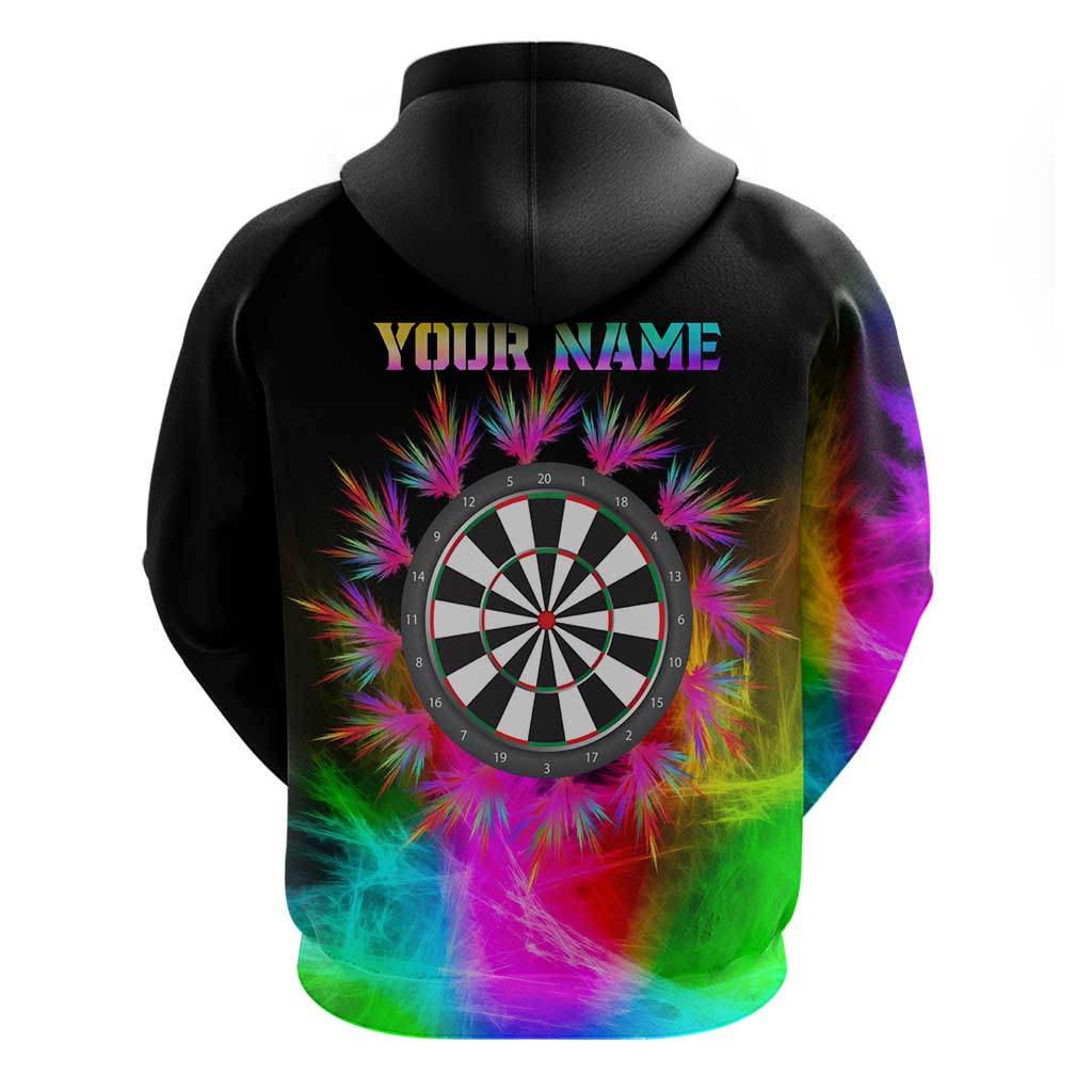 Personalized Colorful Neon Darts Hoodie with Bold Abstract Background TS04