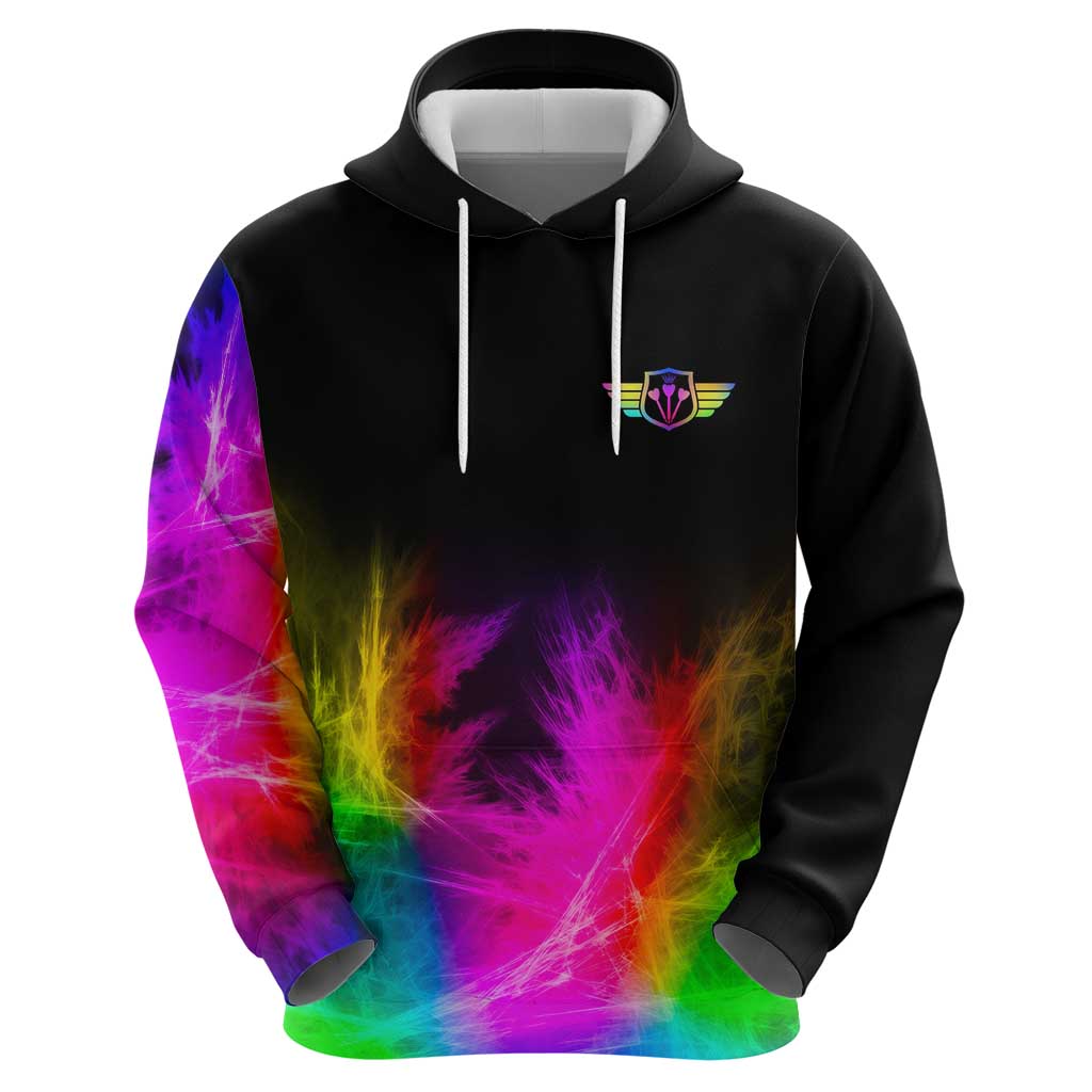 Personalized Colorful Neon Darts Hoodie with Bold Abstract Background TS04