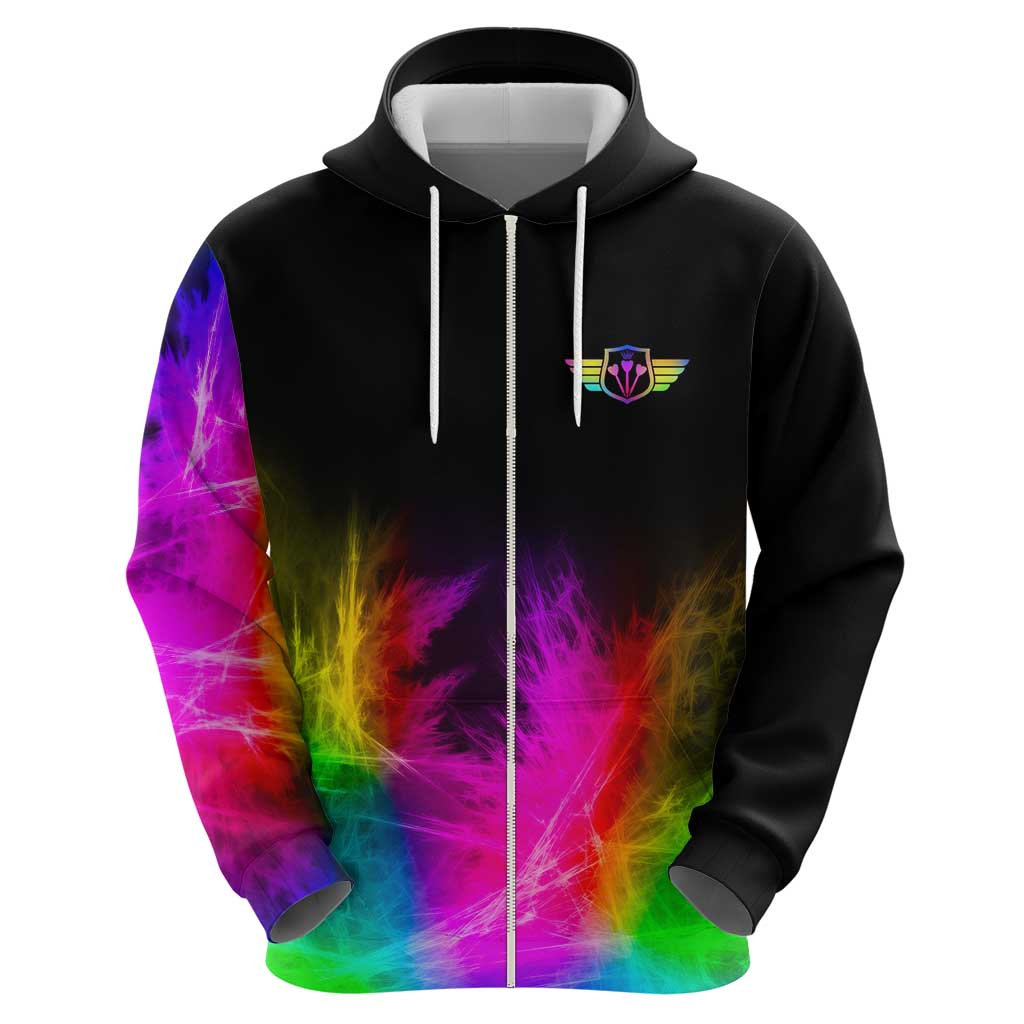 Personalized Colorful Neon Darts Hoodie with Bold Abstract Background TS04