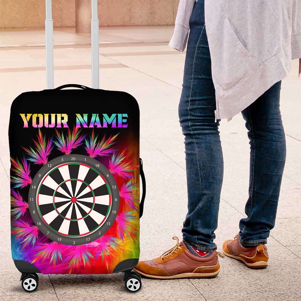 Personalized Colorful Neon Darts Luggage Cover with Bold Abstract Background TS04