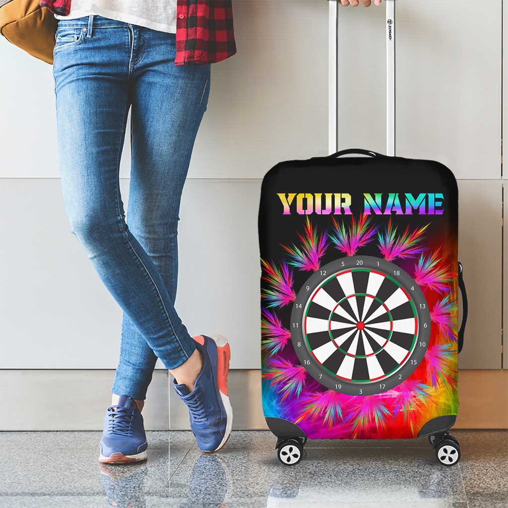 Personalized Colorful Neon Darts Luggage Cover with Bold Abstract Background TS04