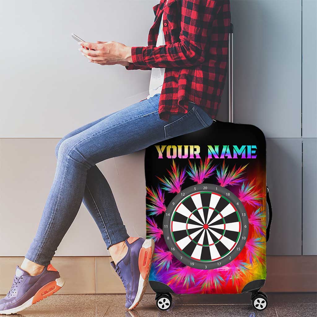 Personalized Colorful Neon Darts Luggage Cover with Bold Abstract Background TS04
