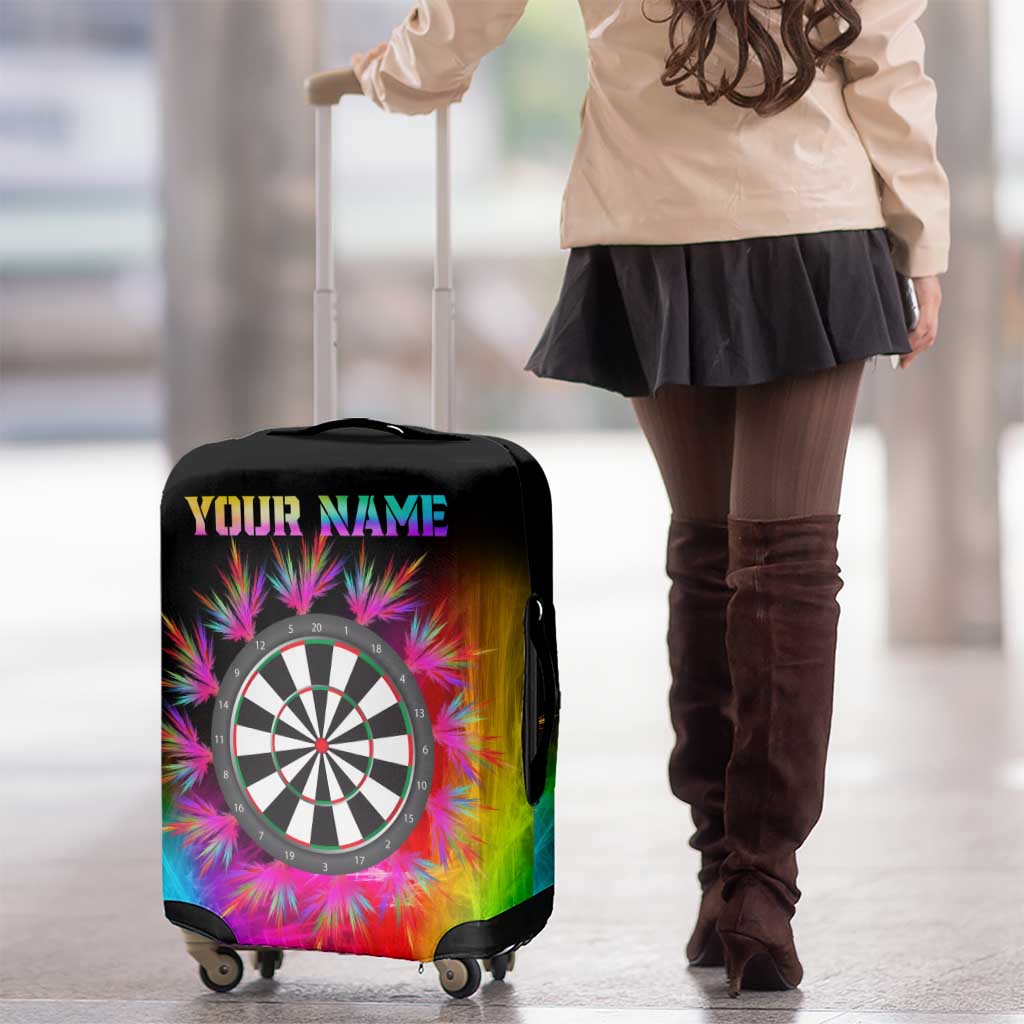 Personalized Colorful Neon Darts Luggage Cover with Bold Abstract Background TS04