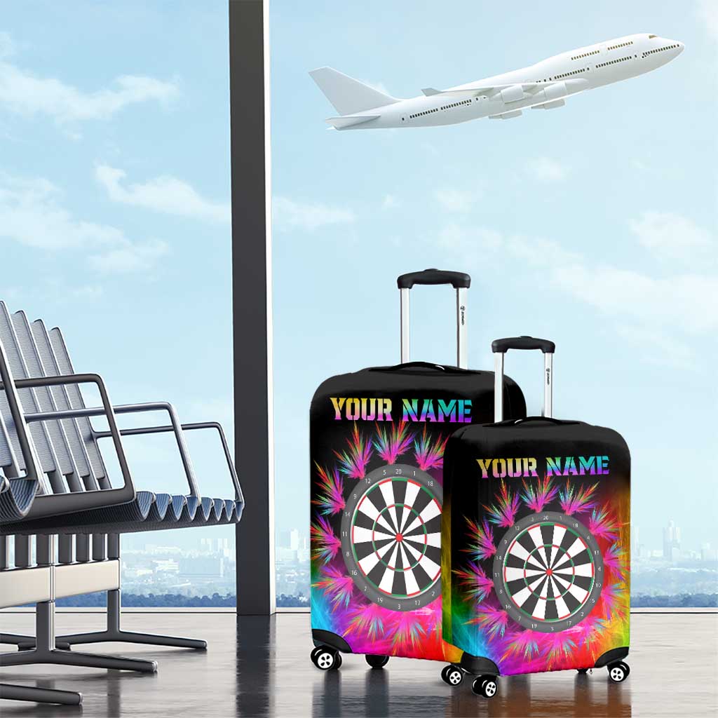 Personalized Colorful Neon Darts Luggage Cover with Bold Abstract Background TS04