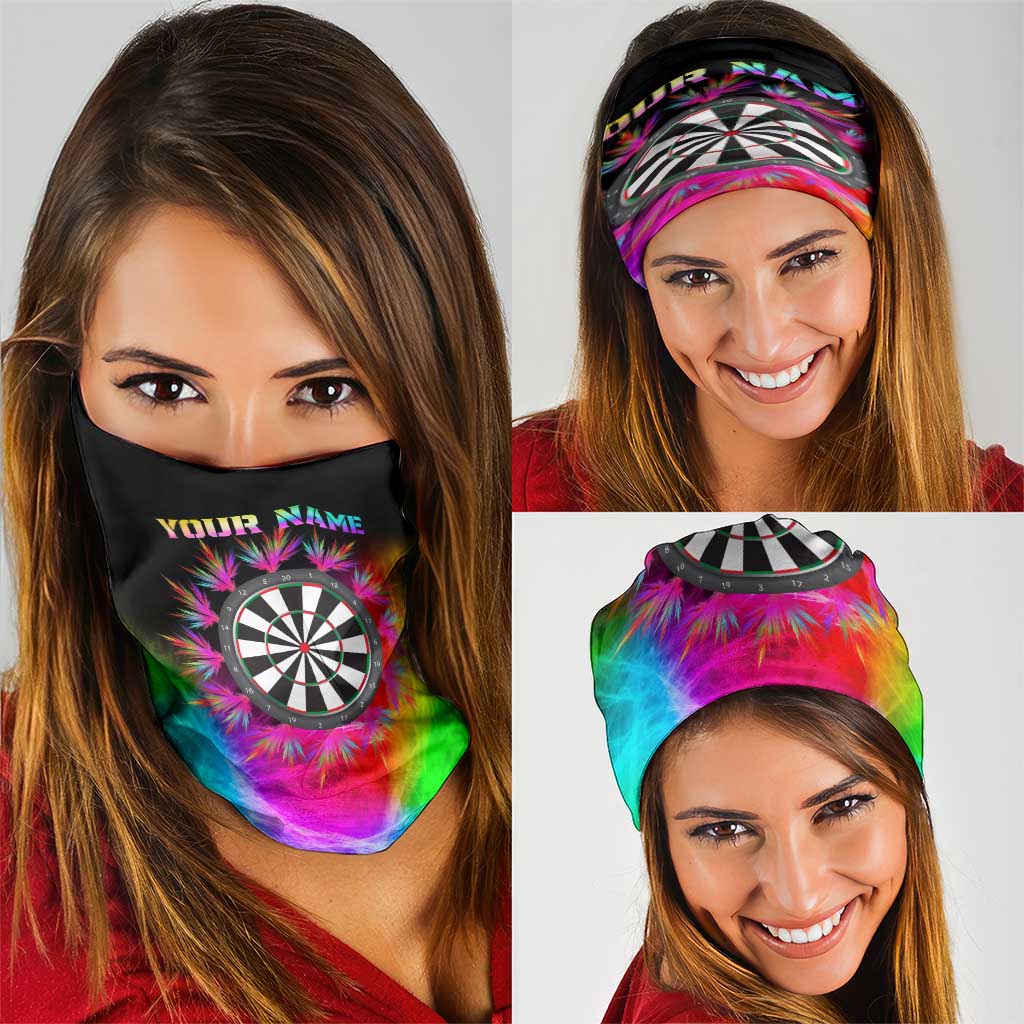 Personalized Colorful Neon Darts Neck Gaiter with Bold Abstract Background TS04