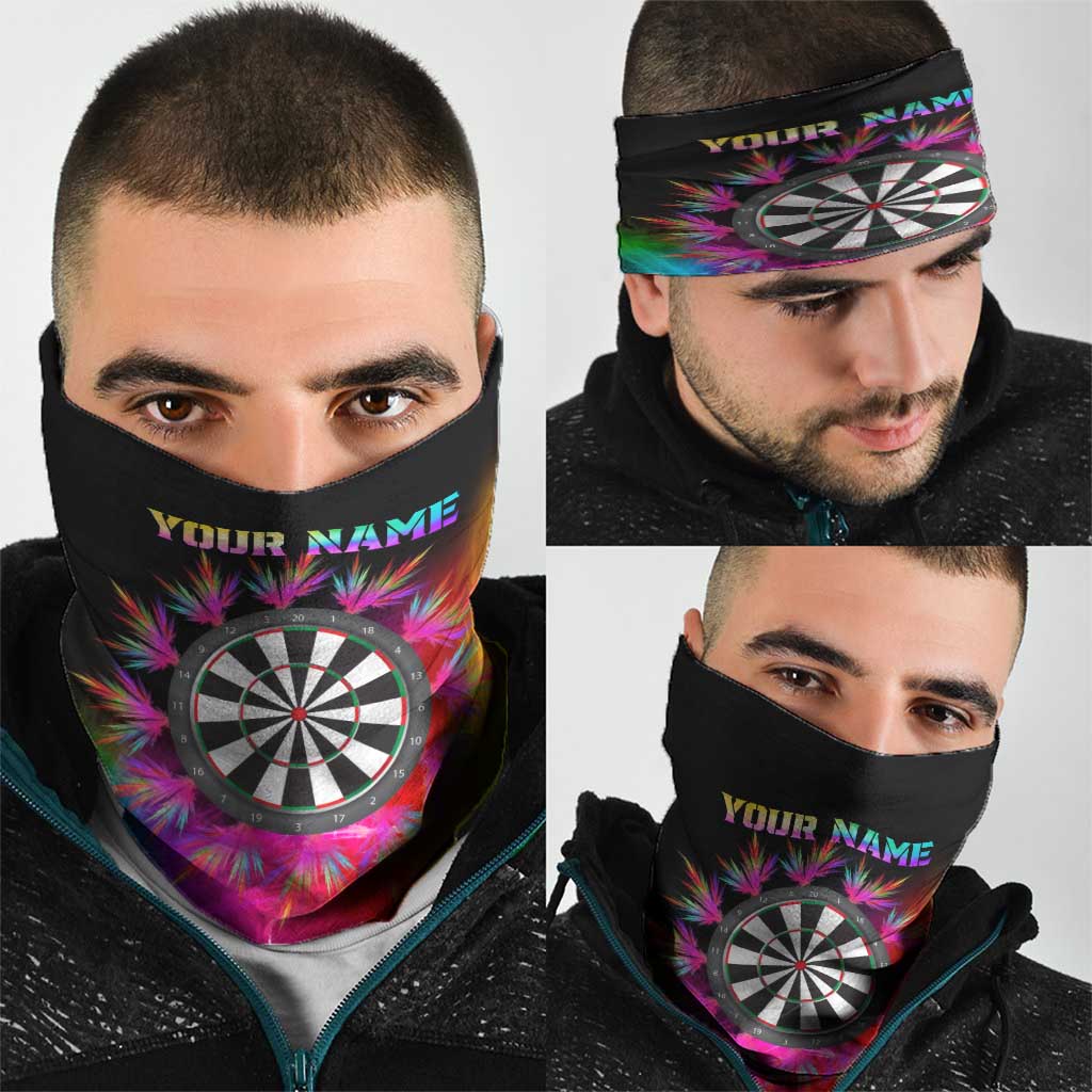 Personalized Colorful Neon Darts Neck Gaiter with Bold Abstract Background TS04