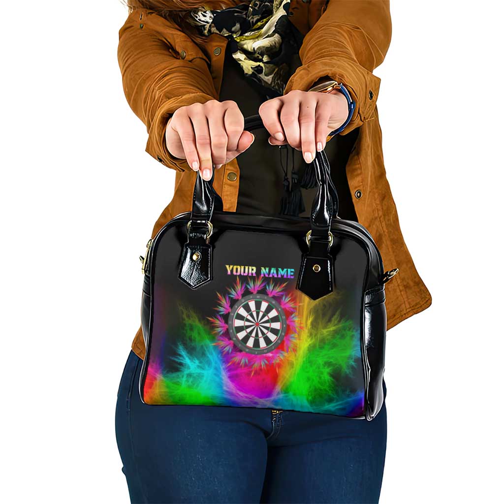 Personalized Colorful Neon Darts Shoulder Handbag with Bold Abstract Background TS04