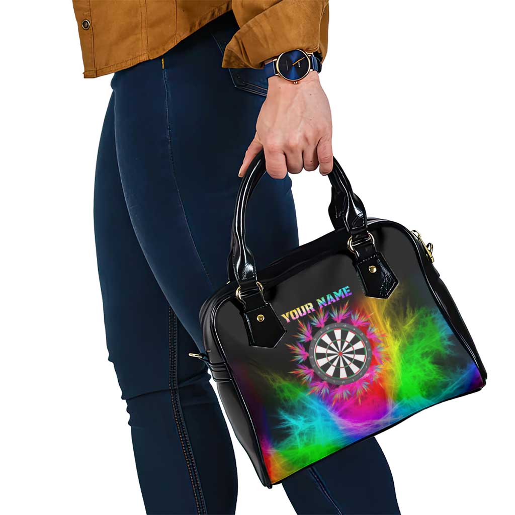 Personalized Colorful Neon Darts Shoulder Handbag with Bold Abstract Background TS04