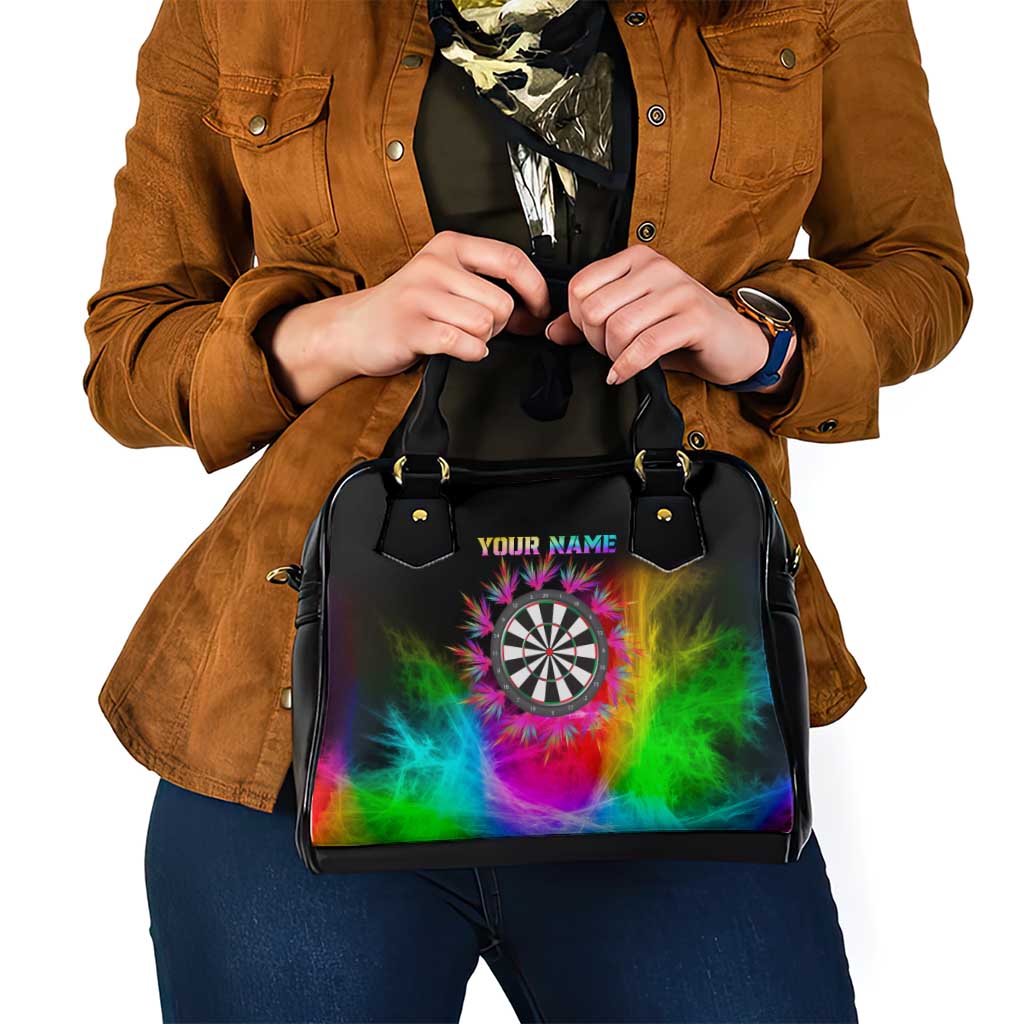 Personalized Colorful Neon Darts Shoulder Handbag with Bold Abstract Background TS04