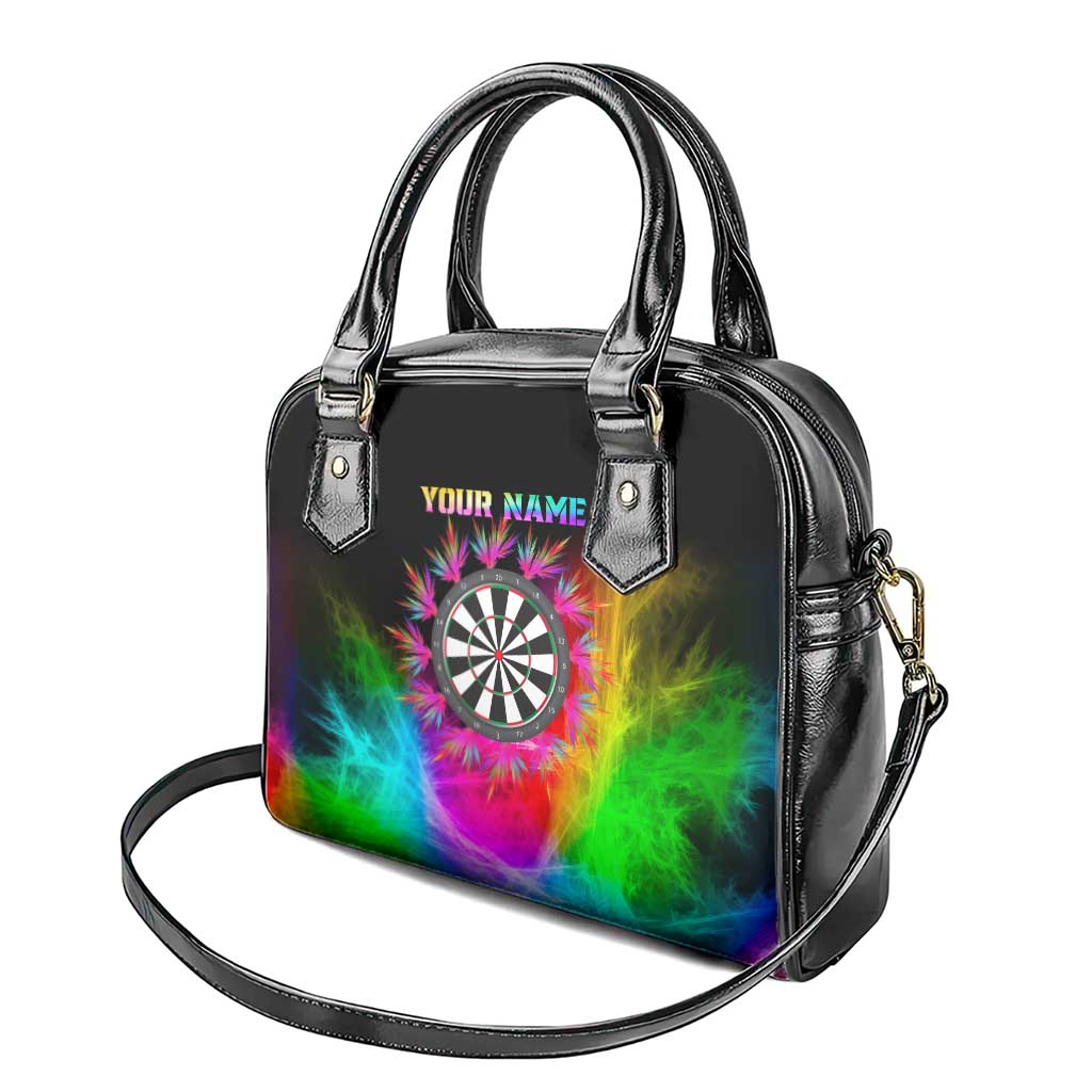 Personalized Colorful Neon Darts Shoulder Handbag with Bold Abstract Background TS04