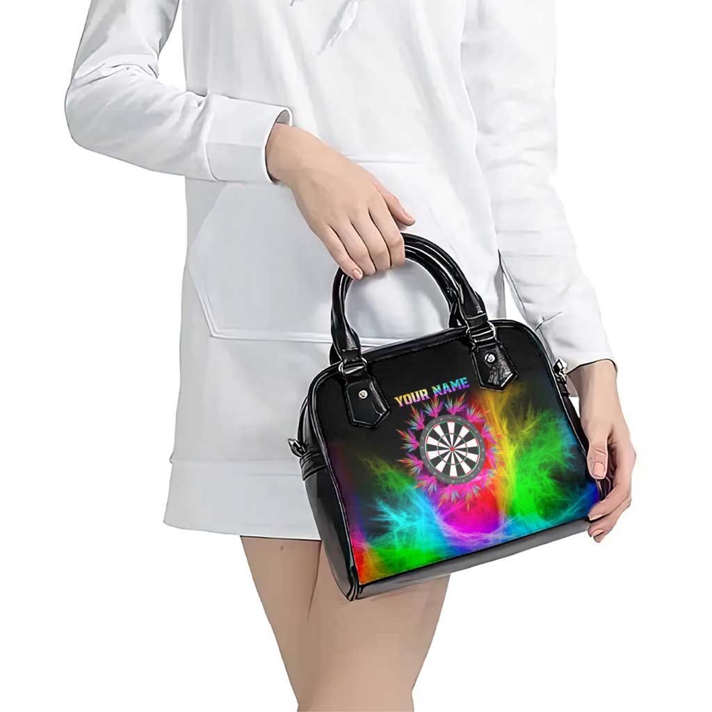 Personalized Colorful Neon Darts Shoulder Handbag with Bold Abstract Background TS04