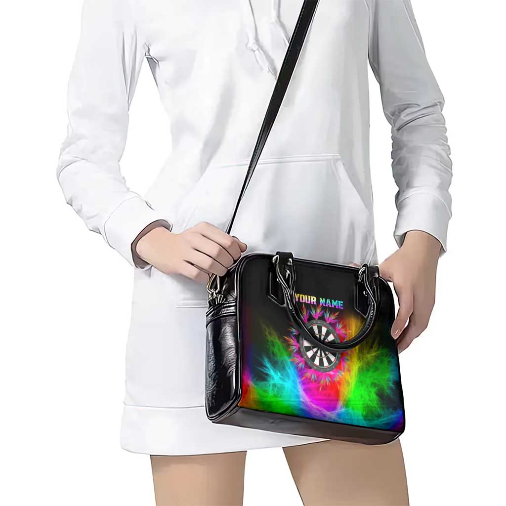 Personalized Colorful Neon Darts Shoulder Handbag with Bold Abstract Background TS04