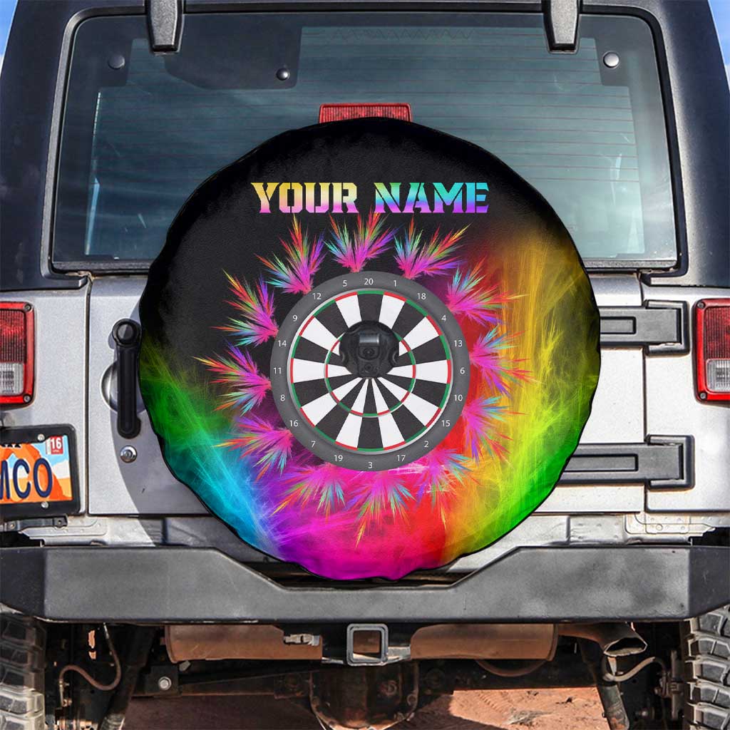 Personalized Colorful Neon Darts Spare Tire Cover with Bold Abstract Background TS04