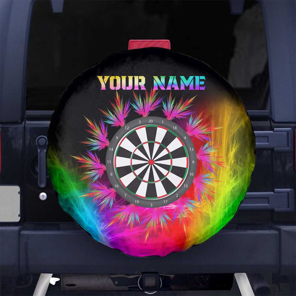 Personalized Colorful Neon Darts Spare Tire Cover with Bold Abstract Background TS04