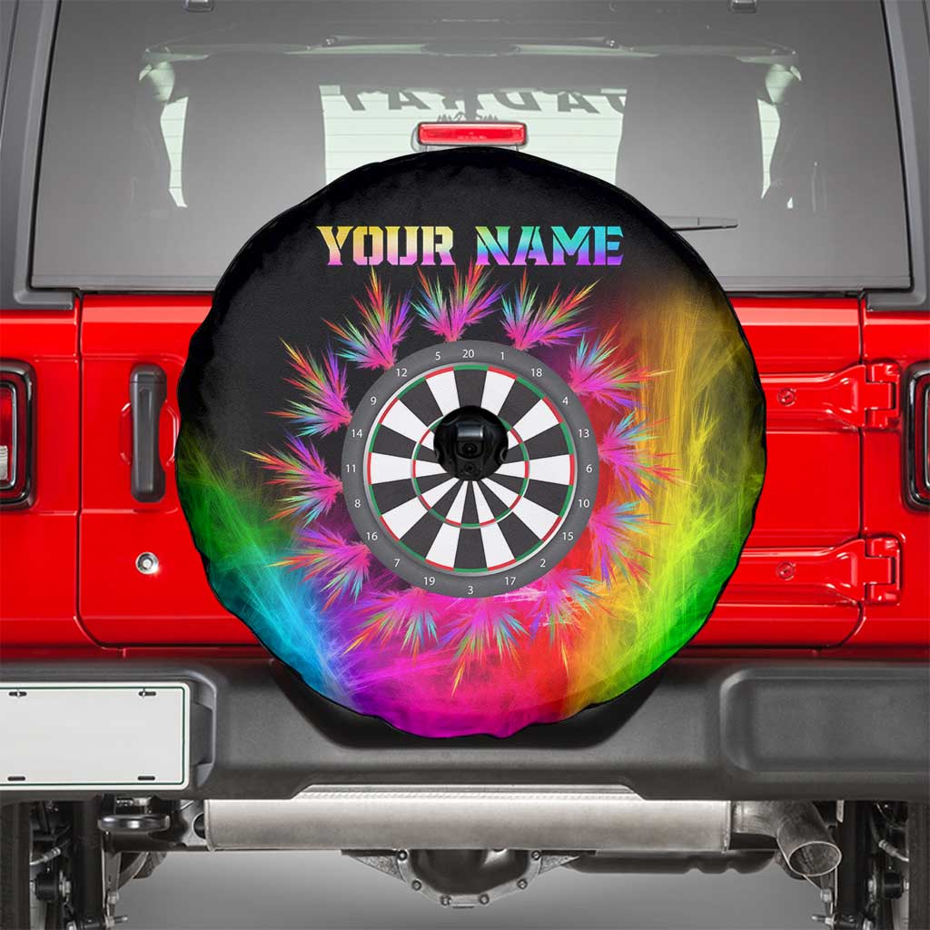 Personalized Colorful Neon Darts Spare Tire Cover with Bold Abstract Background TS04