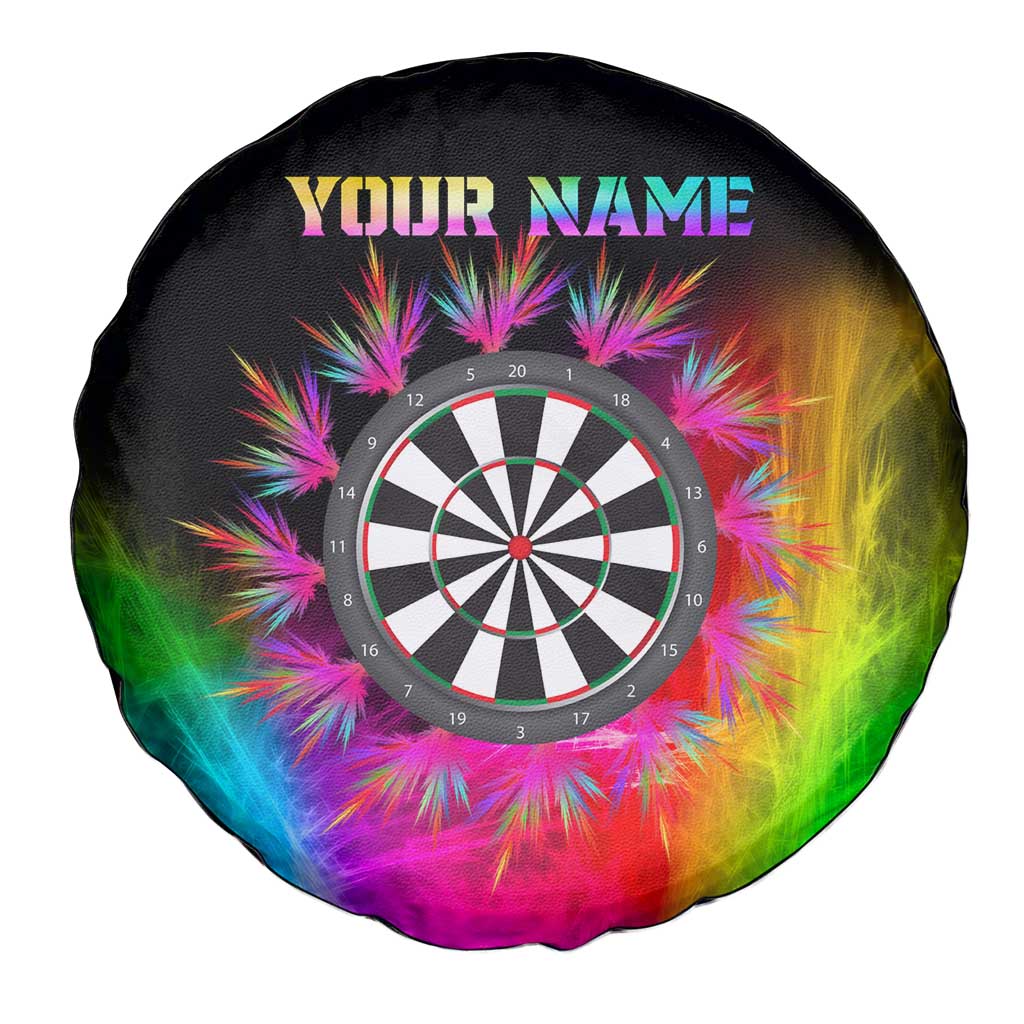 Personalized Colorful Neon Darts Spare Tire Cover with Bold Abstract Background TS04